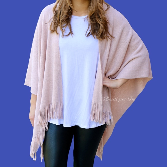 Western Striped Fringed Ruana Poncho Cardigan